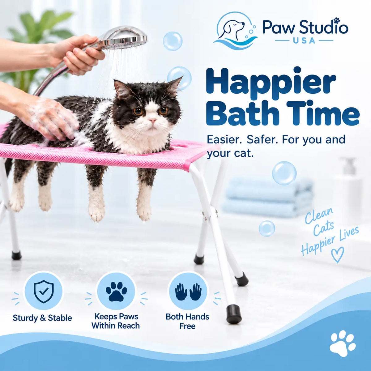 Paw Studio 貓咪美容固定支架 Cat Grooming Hammock Stand，方便沖涼、腳掌清潔及日常寵物 Grooming
